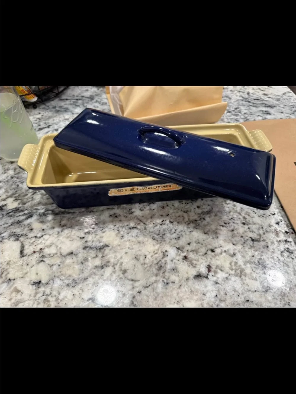 New with tags, Le Creuset Enameled Cast Iron Pate Terrine, 2 Qt, COBALT